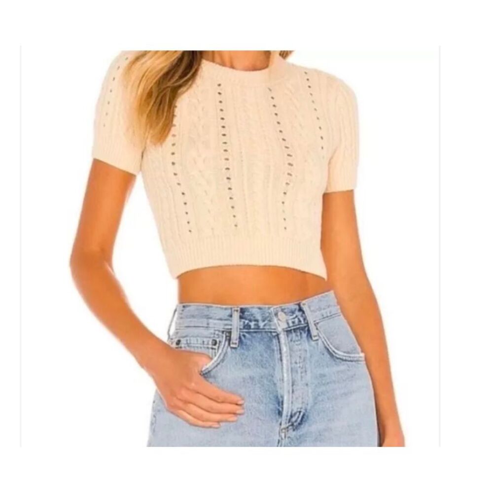 Free People Intimately Short +
Sweet Cable Knit Crop Top in Sugar‎ Almond Size S